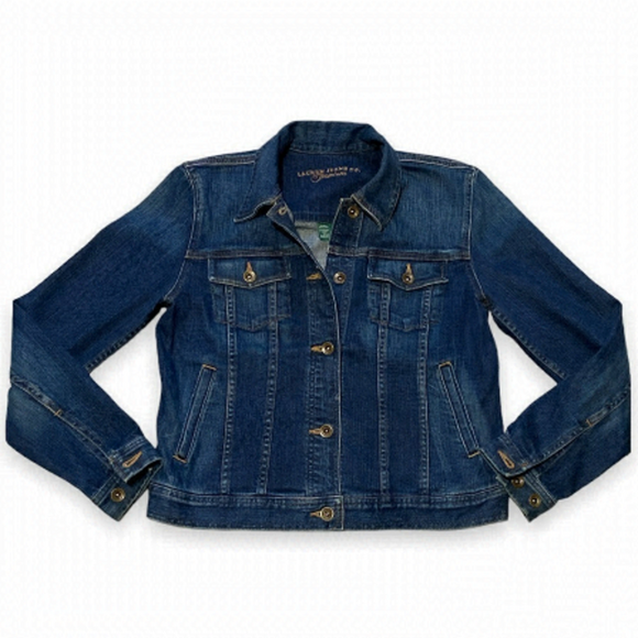 Lauren Ralph Lauren Trucker Jean Jacket Dark Wash Denim LRL Women’s Size S - Picture 1 of 9